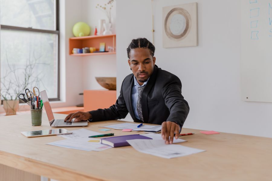 Founder at desk